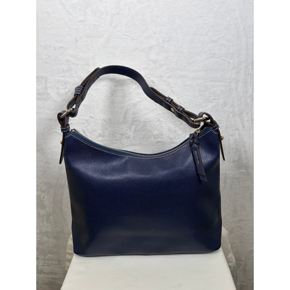 Dooney & Bourke Saffiano Leather Hobo Bag Purse Navy Blue Large Shoulder Bag - Picture 4 of 15